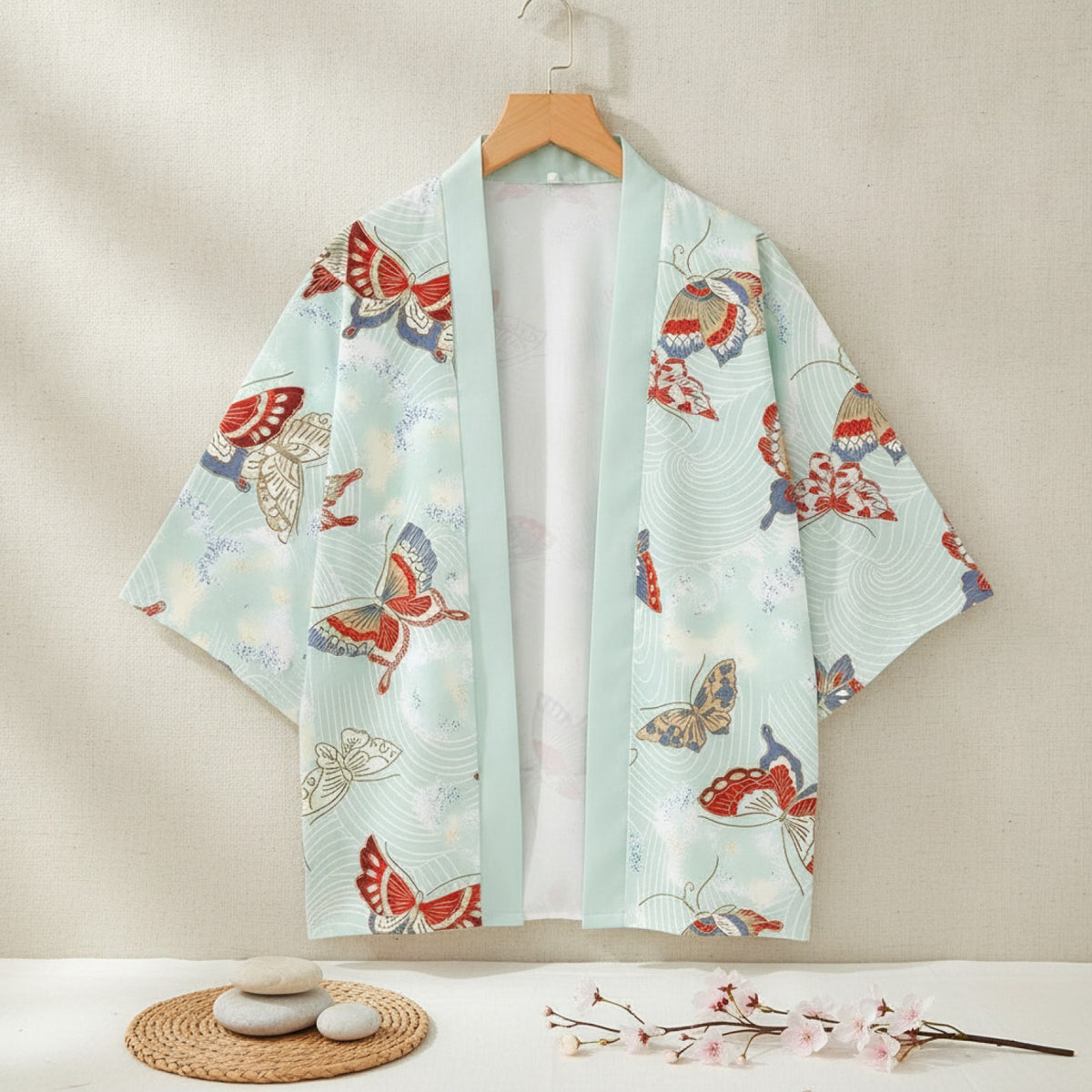 Kimono Court Léger Polyester Style Asiatique pour Homme et Femme