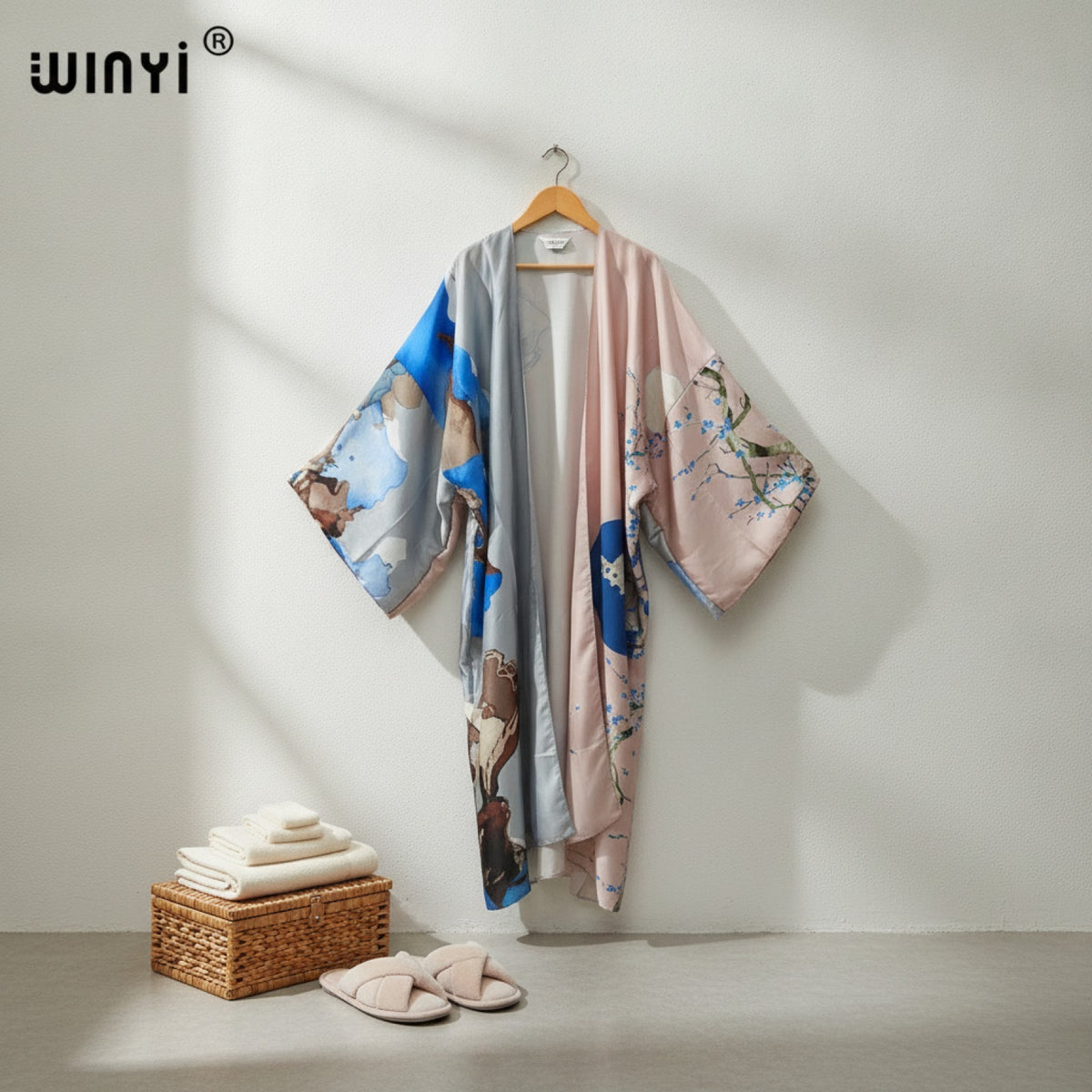 Kimono Long Bohème Imprimé "Silk Feeling" - Polyester
