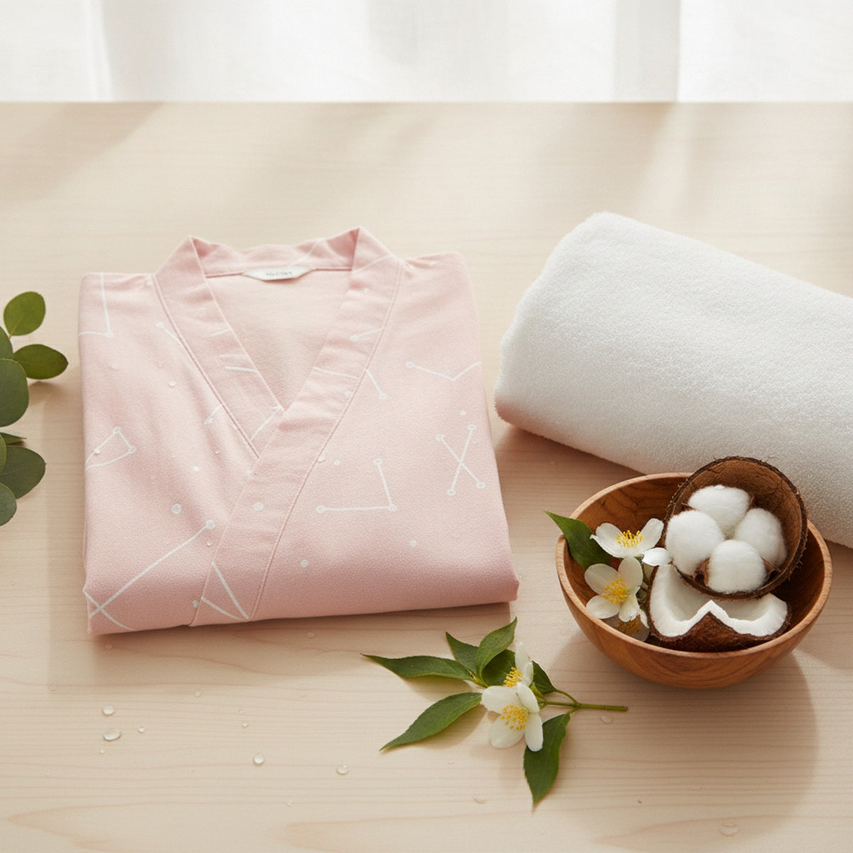 Kimono Chemise de Nuit en Coton pour Femme - CLOUD COTTON STORY