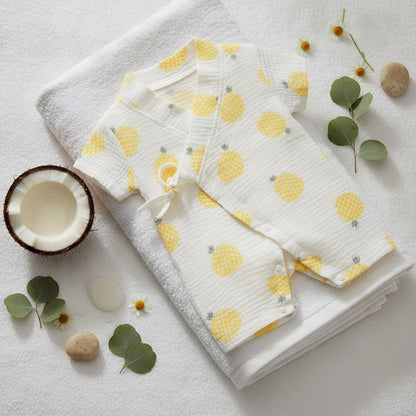 Barboteuse Bébé "Kimono" Fleurie en Coton - Unisexe