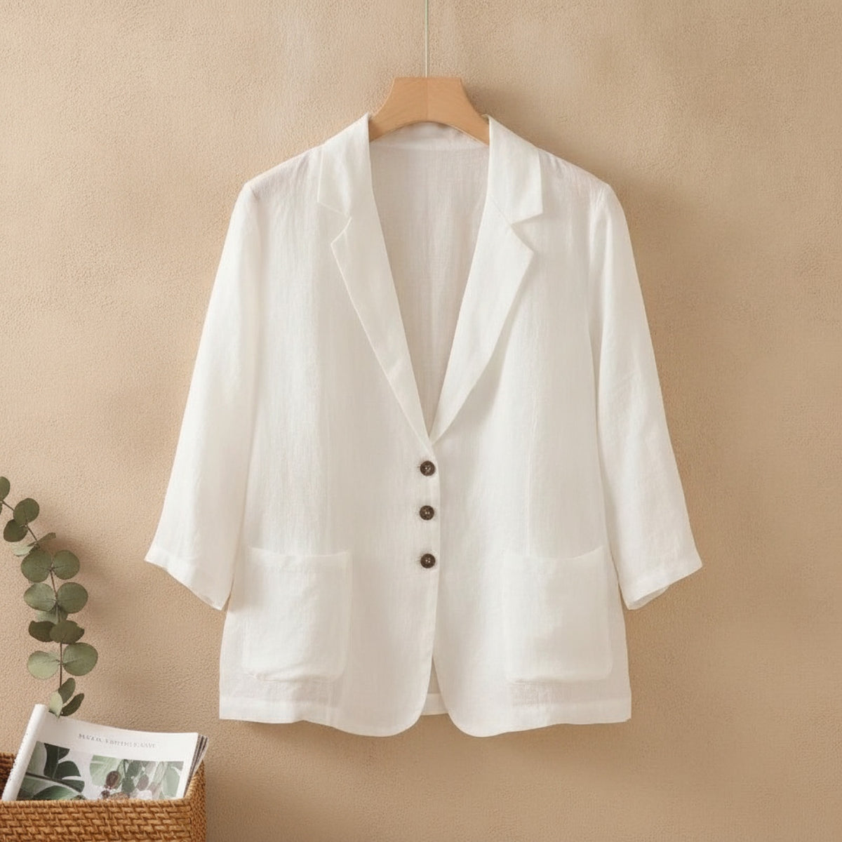 Blazer Femme Uni à Manches Courtes - Style Décontracté Printemps/Été