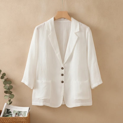 Blazer Femme Uni à Manches Courtes - Style Décontracté Printemps/Été
