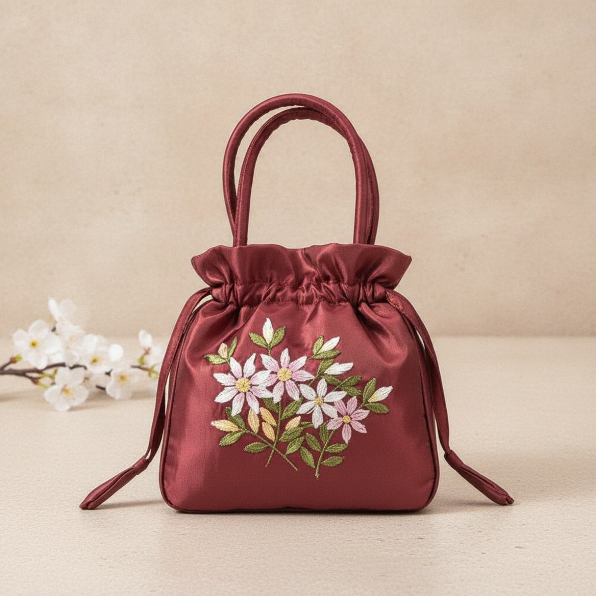 Sac à Main "Bourse Traditionnelle" Femme - Polyester Brodé Floral