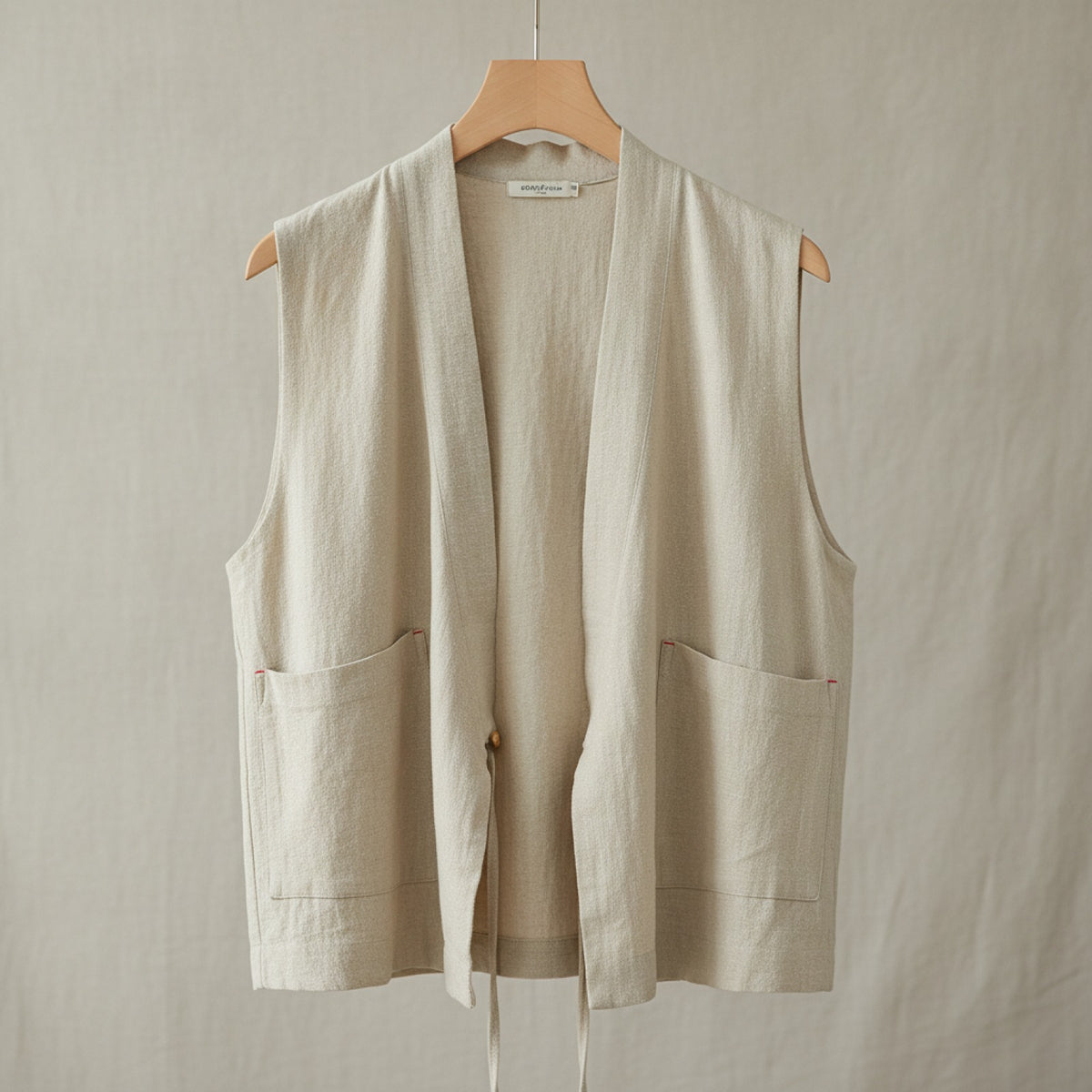 Cardigan Sans-Manche Femme V-Neck en Coton et Lin - Plusieurs Couleurs