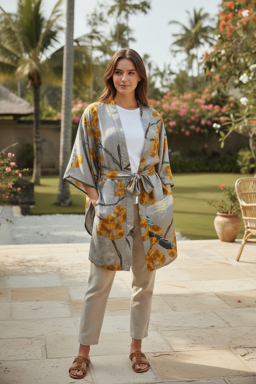 Kimono Long Imprimé Bohème Femme - Polyester Léger
