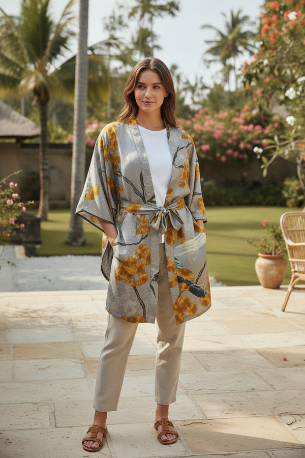 Kimono Long Imprimé Bohème Femme - Polyester Léger