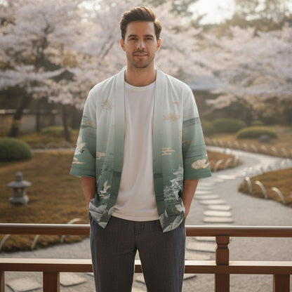 Kimono Court Unisexe Imprimé 3D en Polyester - Style Japonais Moderne