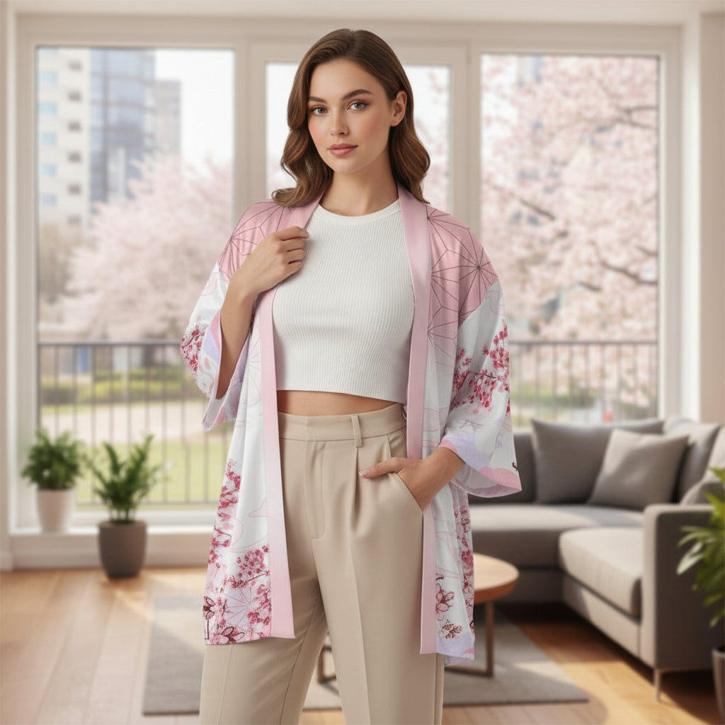 Kimono Court Polyester Style Japonais pour Homme