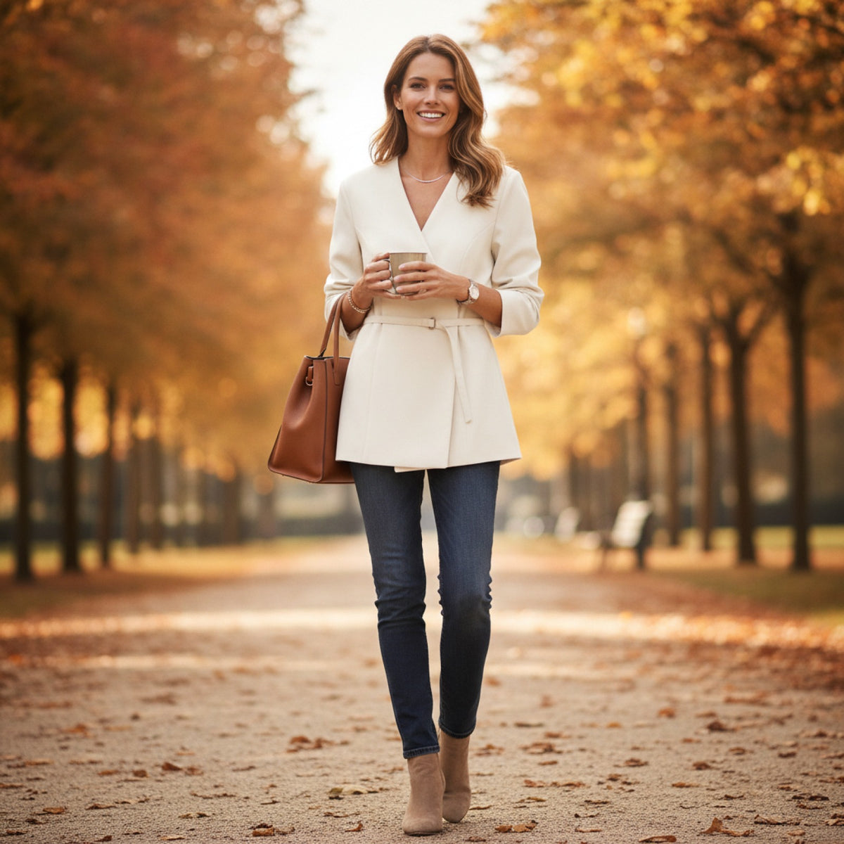 Veste Femme Chic en Polyester avec Ceinture - Style Européen et Américain