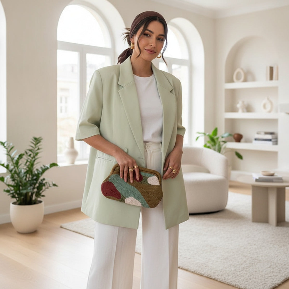 Blazer Femme Casual Coupe Ample Manches Courtes