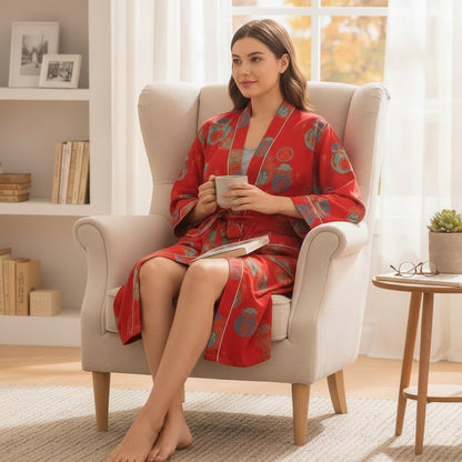 Kimono Mi-long Femme en Coton Léger - Style Basique Automnal