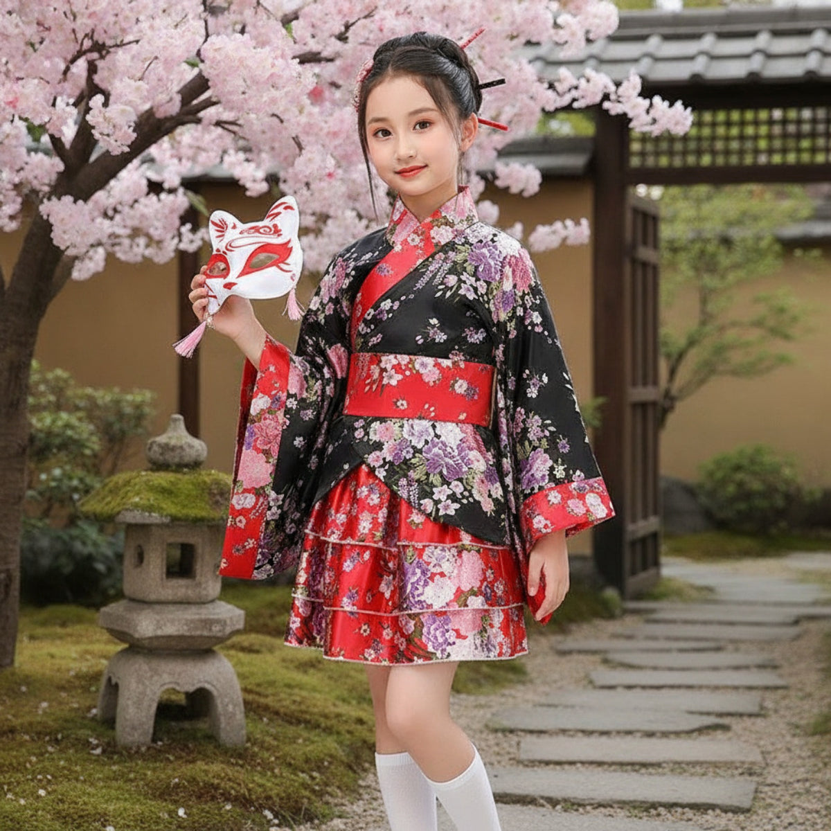 Kimono Traditionnel Fille Jsoffien - Style Japonais Authentique