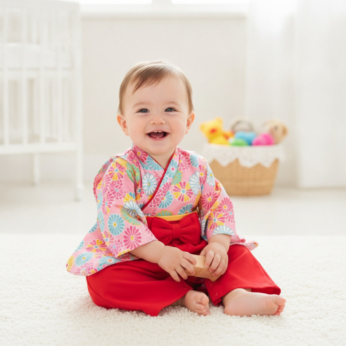 Ensemble Kimono et Pantalon Bébé Mixte Style Japonais Floral