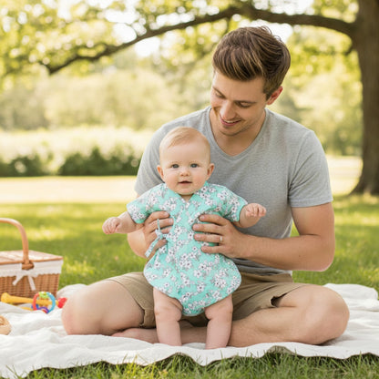 Barboteuse Bébé Fille Fleurie en Coton - Style Kimono Été