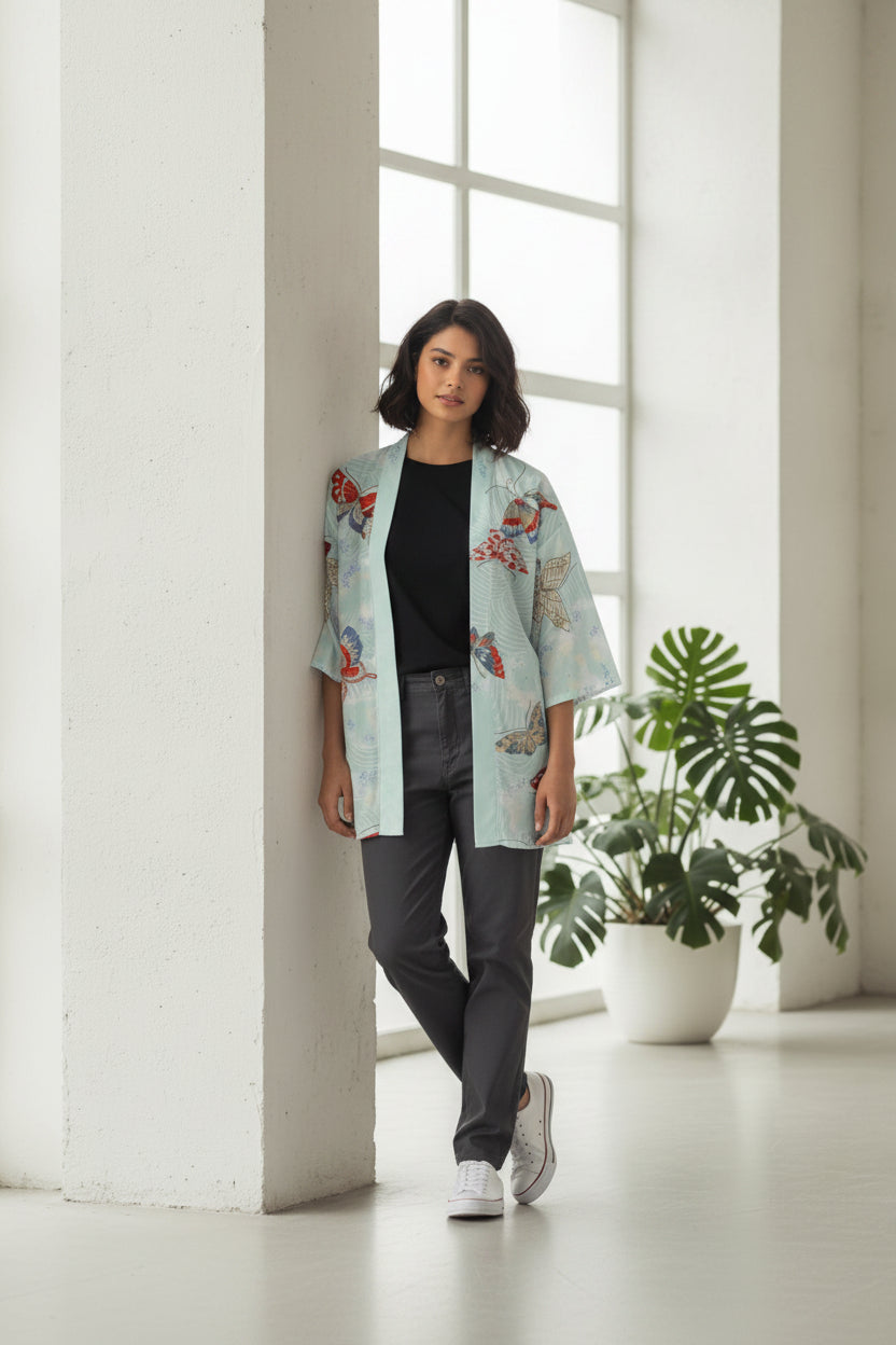 Kimono Court Léger Polyester Style Asiatique pour Homme et Femme