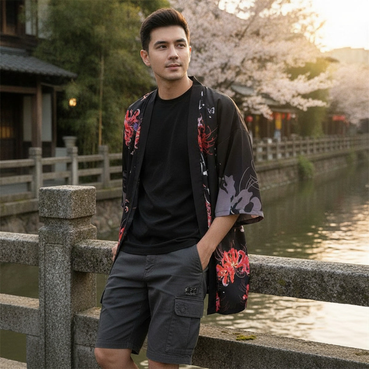 Kimono Court Léger Mixte Polyester Style Japonais