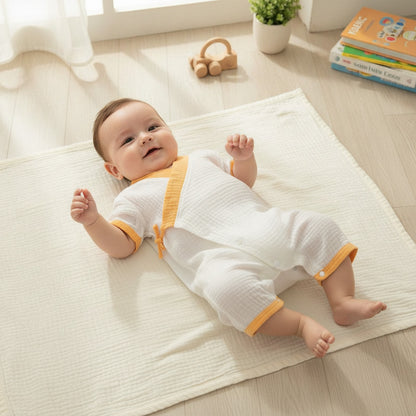 Barboteuse Bébé Mixte Fleurie en Coton - Style Kimono Été