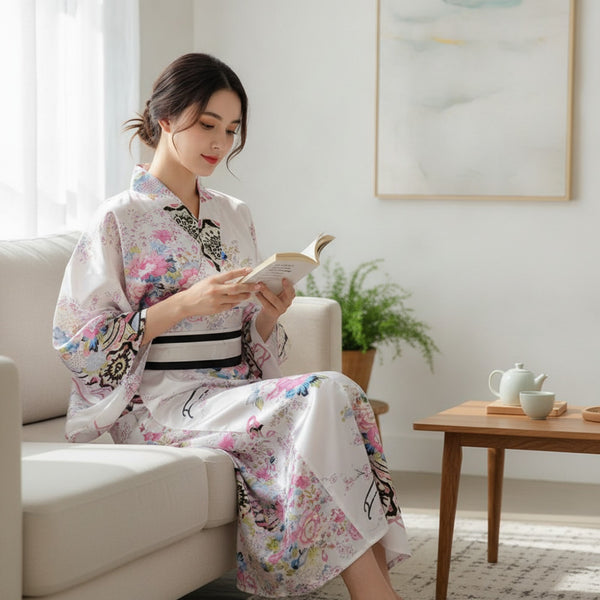 Kimono Traditionnel Femme Léger en Coton et Polyester
