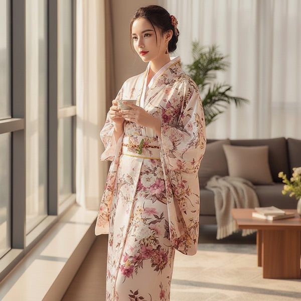 Kimono Japonais Traditionnel Femme en Satin Polyester - Taille Unique