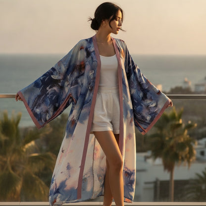 Kimono Long Bohème Imprimé Femme - Style Léger & Fleuri
