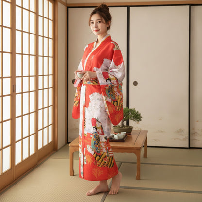 Kimono Japonais Traditionnel Femme en Satin Polyester - Plusieurs Couleurs