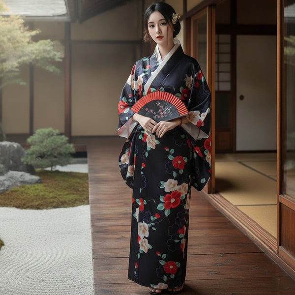 Kimono Japonais Traditionnel Femme en Satin Polyester - Taille Unique