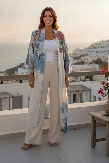 Kimono Long Imprimé Bohème Femme - Style Été Léger