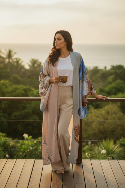 Kimono Long Bohème Imprimé "Silk Feeling" - Polyester