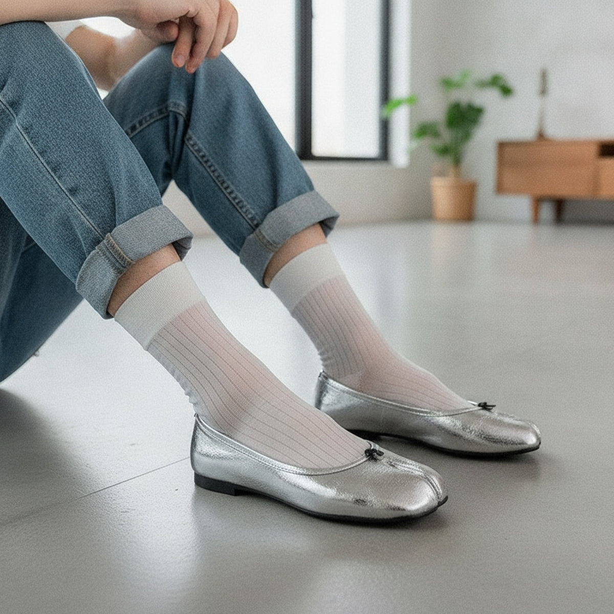 Chaussettes Tabi Femme Ultra-Fines en Coton - Style Japonais Harajuku