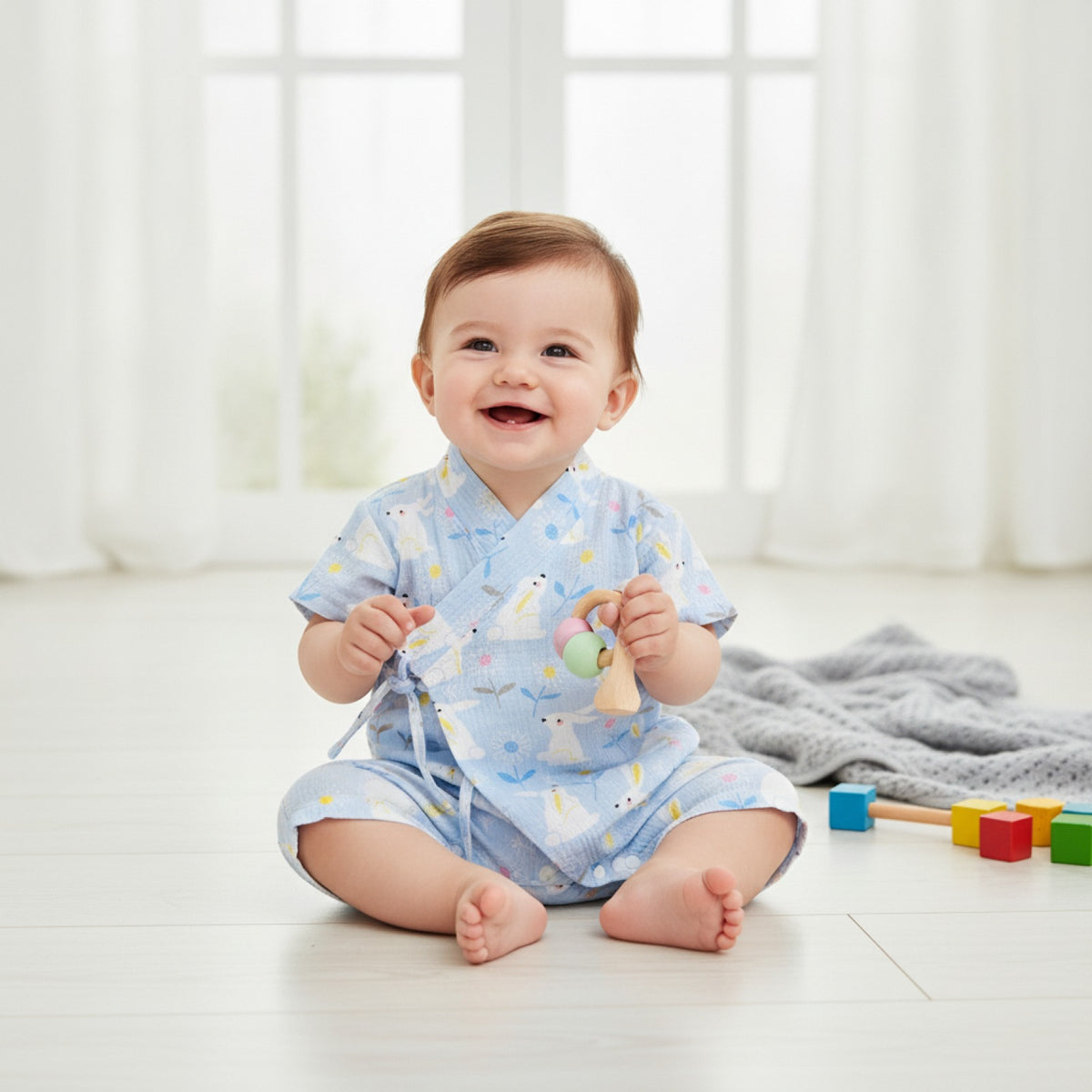 Barboteuse Bébé Mixte Fleurie en Coton - Été