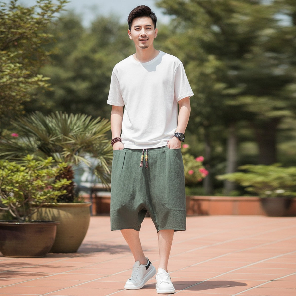 Short Homme Style Chinois Casual Printemps/Été