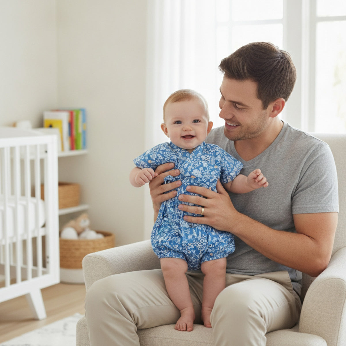 Barboteuse Bébé Fille Fleurie en Coton - Style Kimono Été