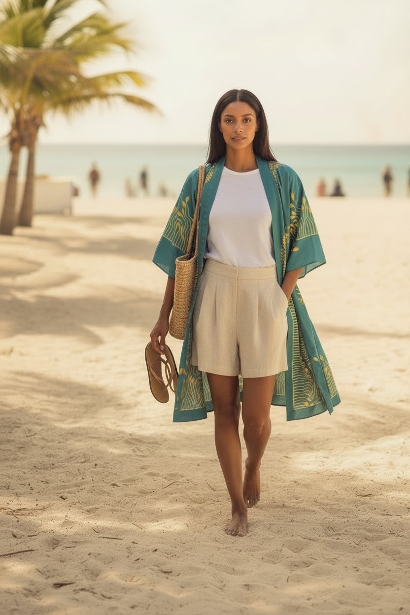 Kimono Court Femme Style Africain Léger - WINNIE kaftan