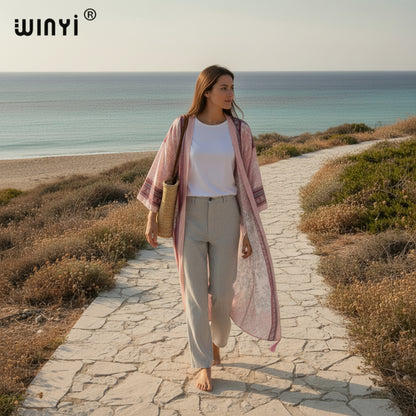Kimono Long Bohème Femme Imprimé Fleuri - Style Été Léger
