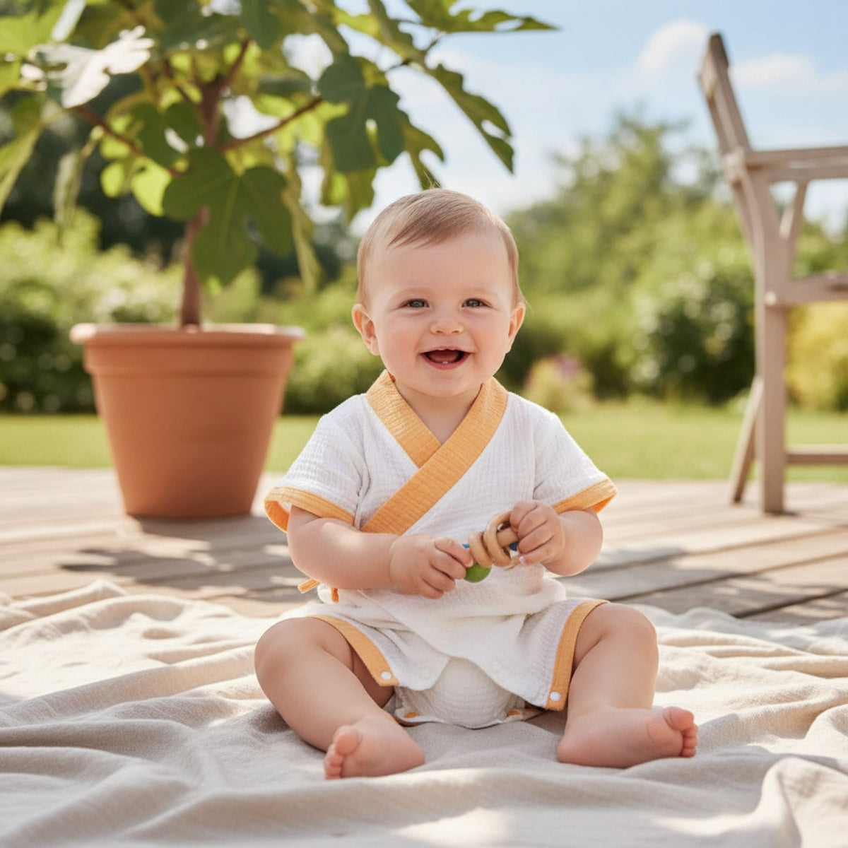 Barboteuse Bébé en Coton Muslin - Confort d'Été pour Filles et Garçons