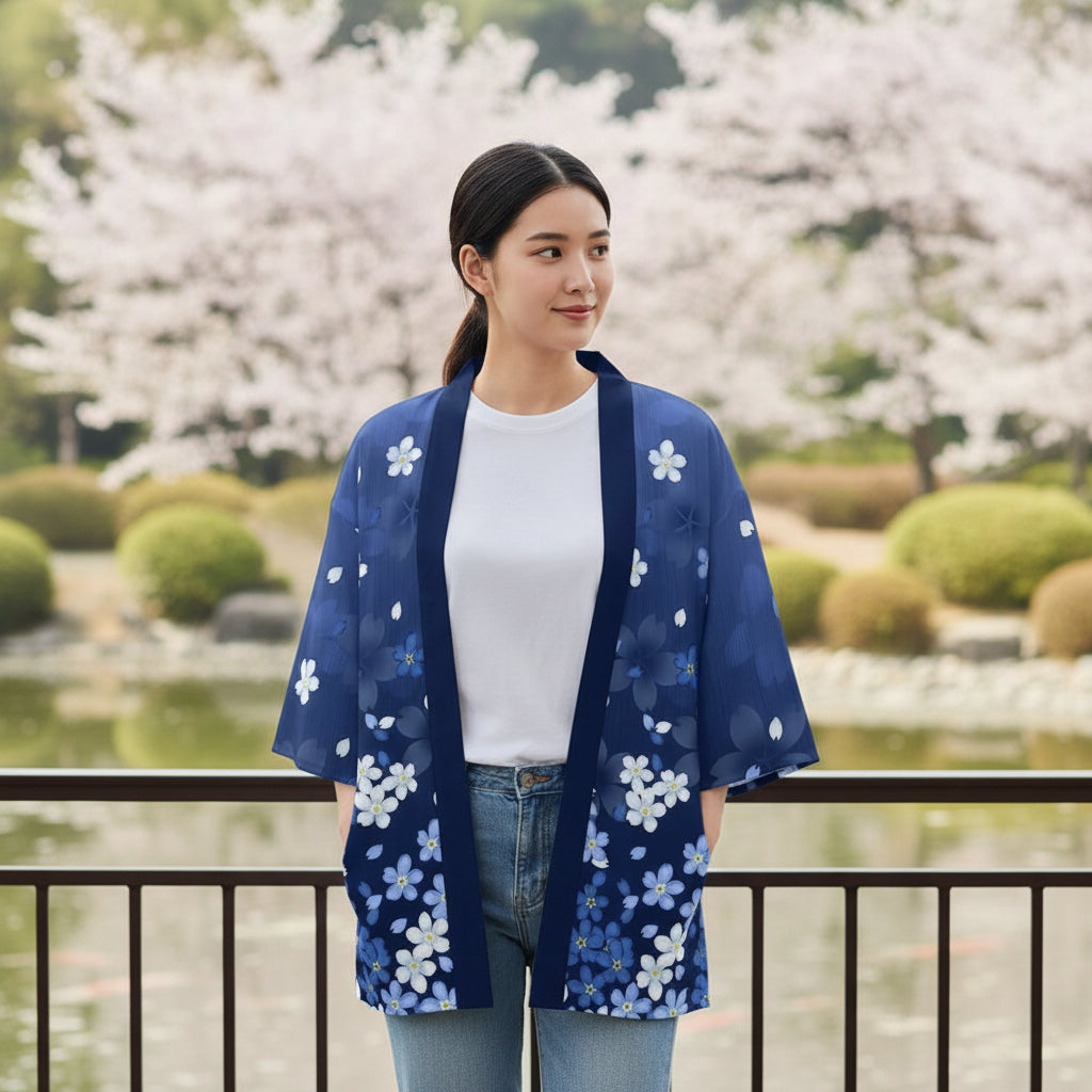 Kimono Court Polyester Léger Style Asiatique Mixte Wifru