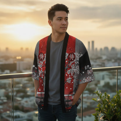 Kimono Court Homme Polyester Style Asiatique Traditionnel