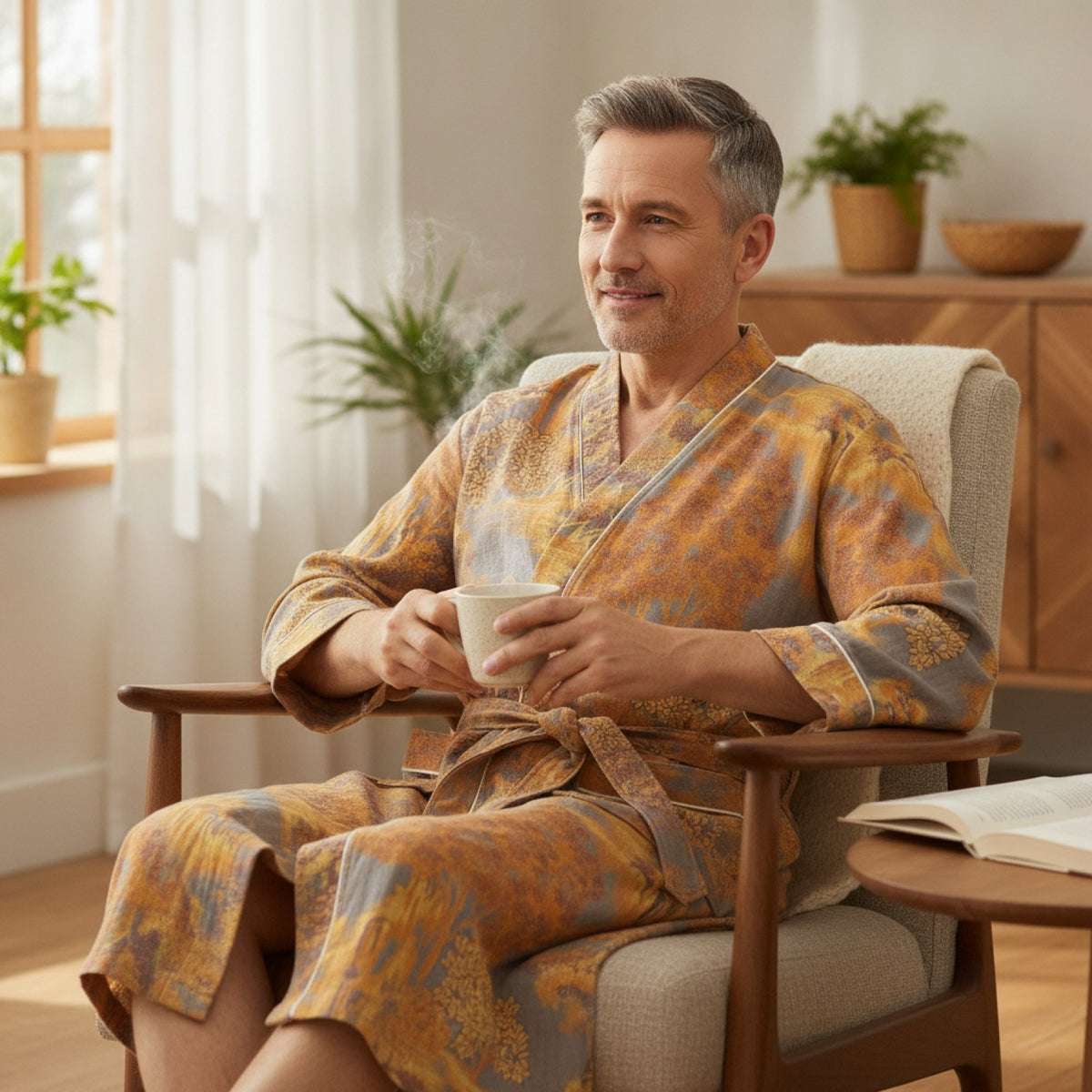 Kimono Mi-long Femme en Coton Léger - Style Décontracté
