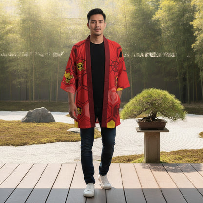 Kimono Court Polyester Léger Style Japonais Mixte