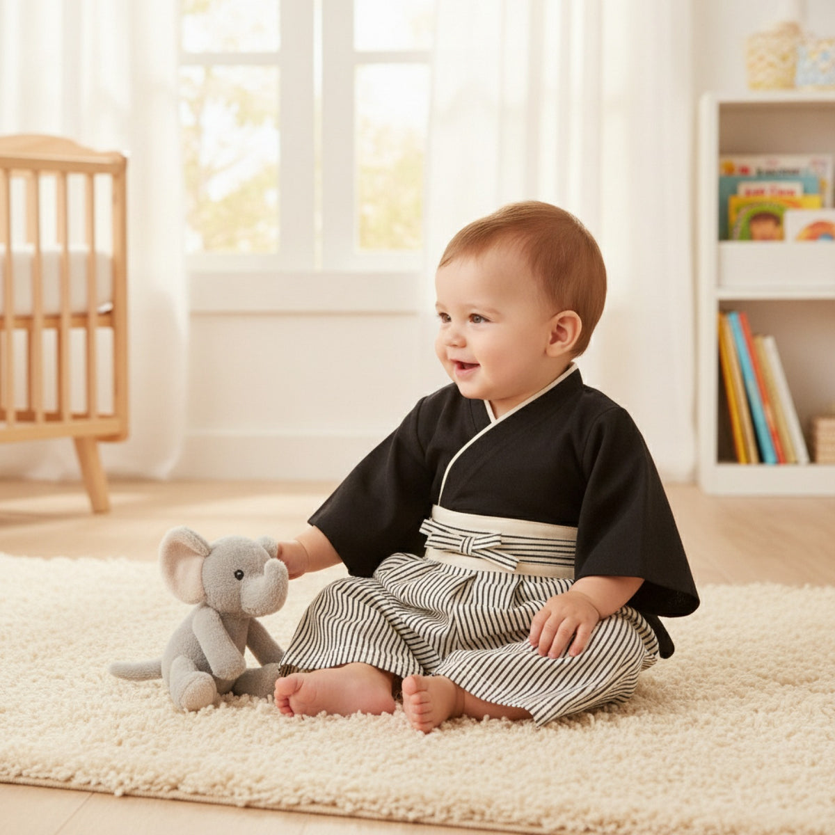 Ensemble Kimono et Pantalon Bébé Garçon Style Japonais Fleuri