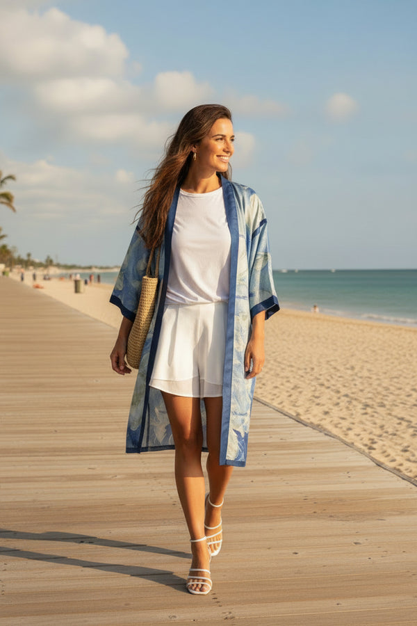 Kimono Court Fleuri Femme - Style Kaftan Bohème Chic