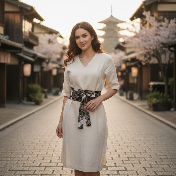 Ceinture Kimono Femme Imprimée en Polyester - Largeur 10cm ou 15cm