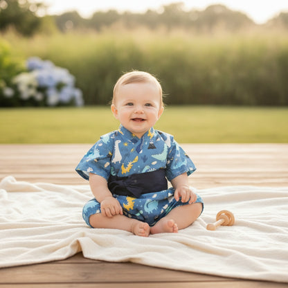 Kimono Bébé Mixte Coton Motif Dinosaure - Collection Été Babeandream