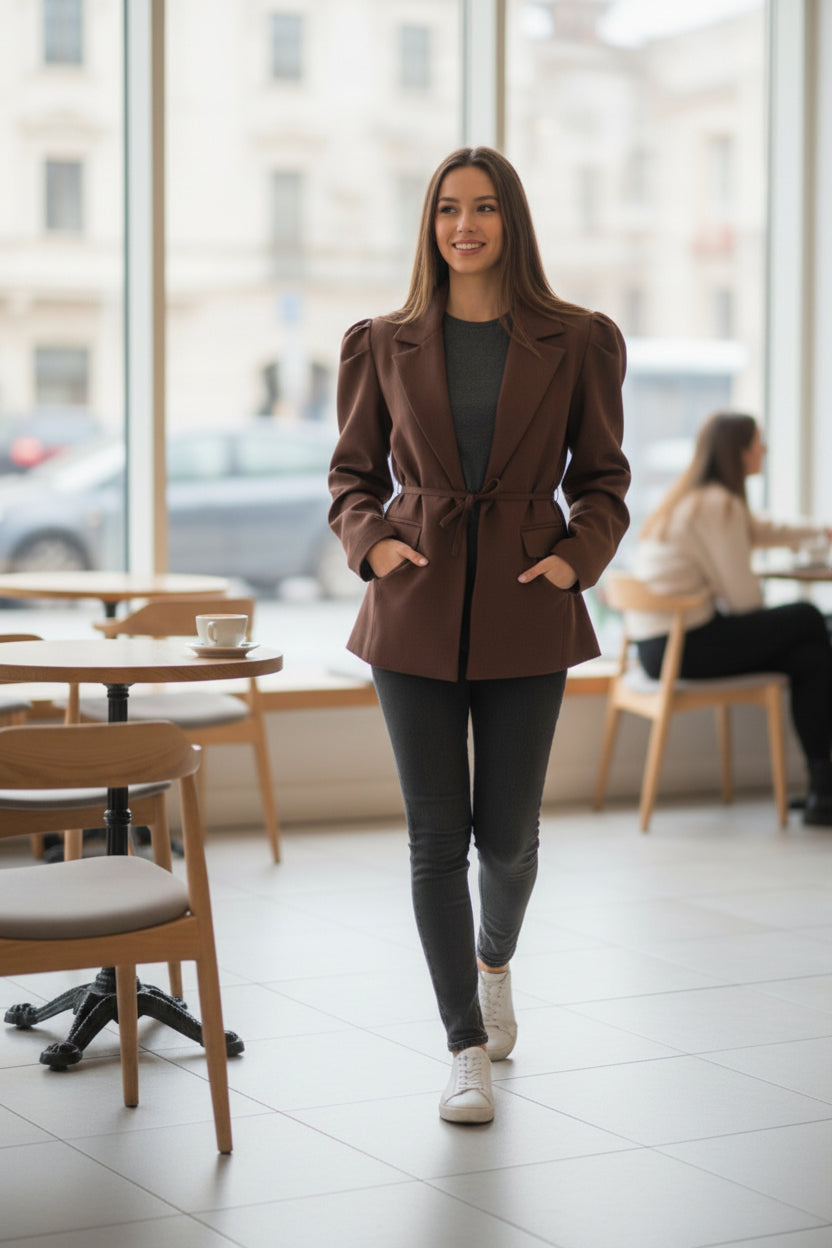 Blazer Femme Casual Uni à Manches Courtes - Chin.Sweety