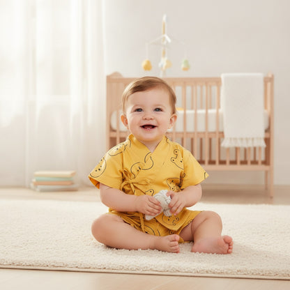 Pyjama Kimono Bébé en Coton Doux - Ensemble Été Confortable pour Filles et Garçons