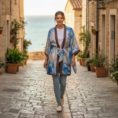 Kimono Mi-long Imprimé Bohème Polyester Femme