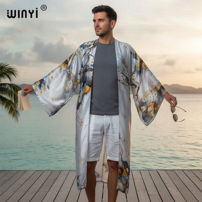 Kimono Long Bohème Imprimé Polyester Femme - Style Été 2024