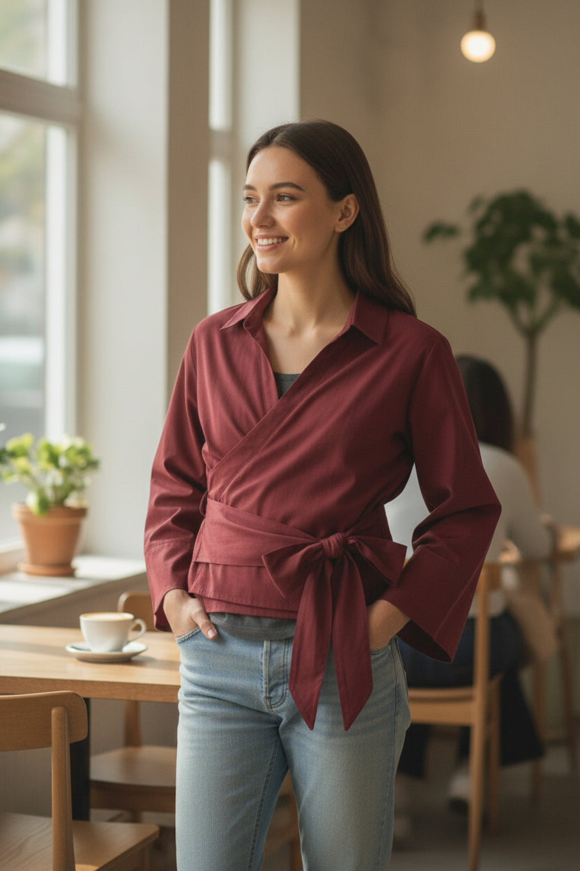 Kimono Chemise Femme Longue Manches, Style Casual Chic