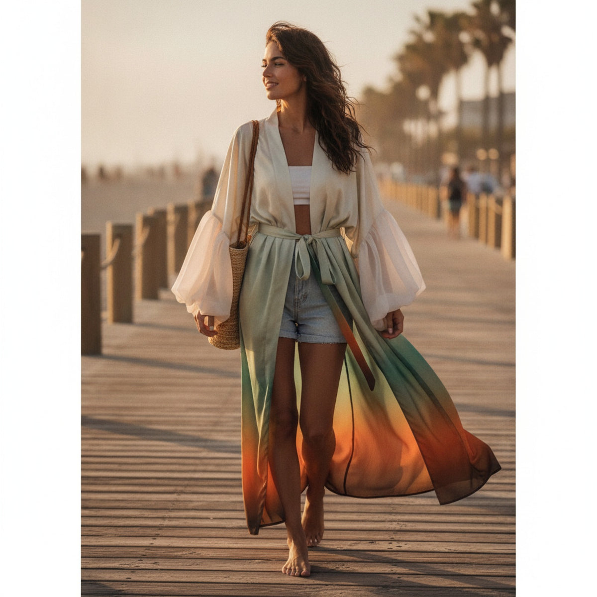 Kimono Long Femme Style Africain Bohème en Polyester