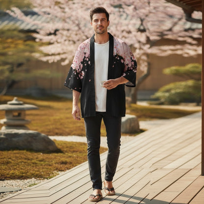 Kimono Court Femme Style Sakura Butterfly - Polyester Léger et Respirant
